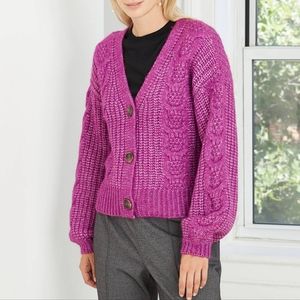 A New Day Button Up Balloon Sleeve Crochet Cardigan